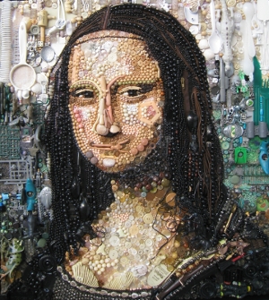 Mona Lisa recycled art by Jane Elizabeth Perkins