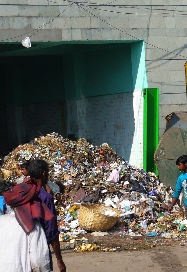 A heap of trash in a Delhi street