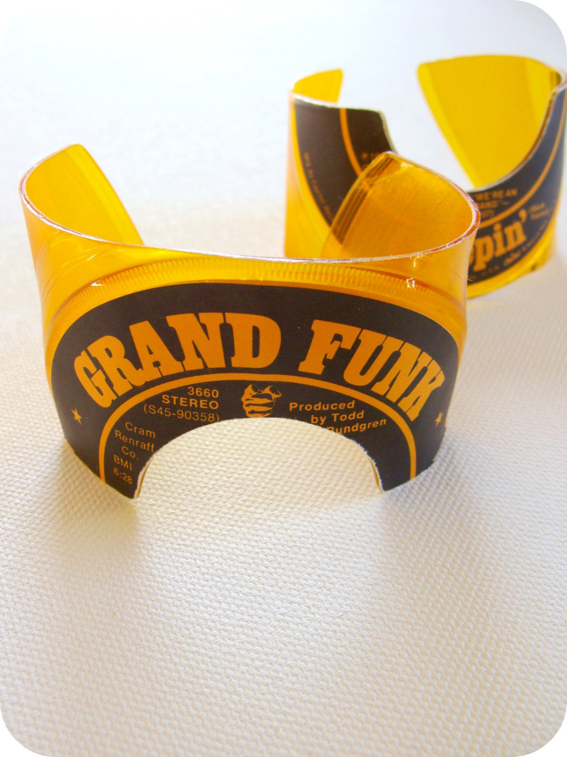 Men's Yellow Vinyl Roman Record Cuffs