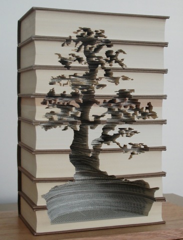 miniature trees recycled dead books