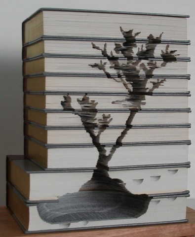 miniature trees recycled dead books