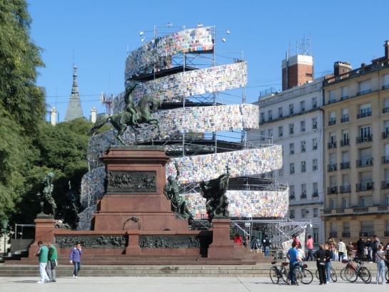 recycled book tower