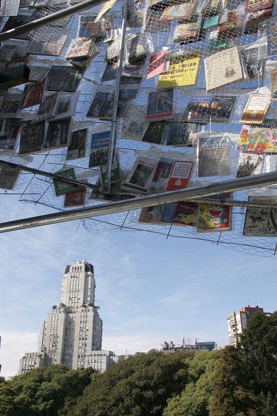 recycled book tower