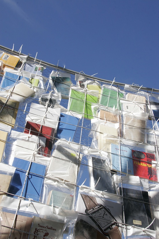 recycled book tower