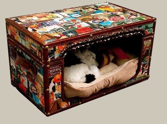 recycled suitcase pet bed