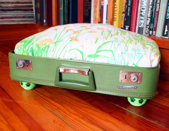 recycled suitcase pet bed