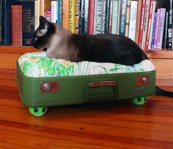 recycled suitcase pet bed