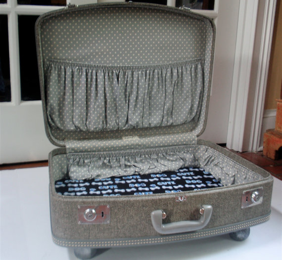 recycled suitcase pet bed