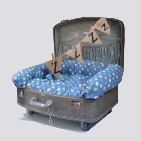 recycled suitcase pet bed