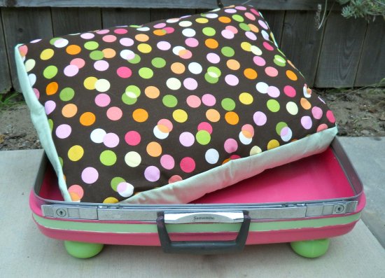 recycled suitcase pet bed