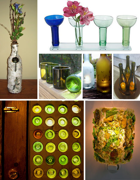 recycled wine bottles