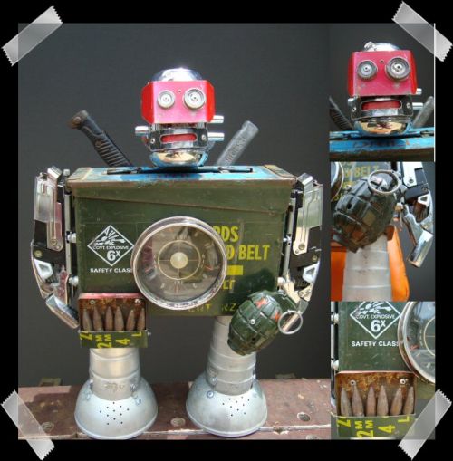recycled robot household junk