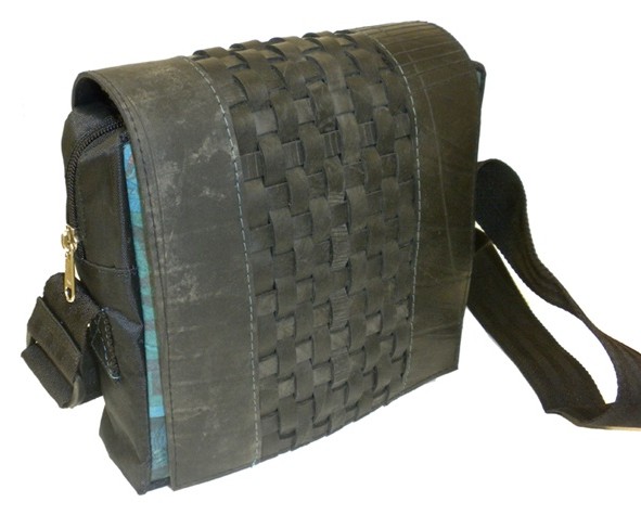 queenie recycled tire messenger bag