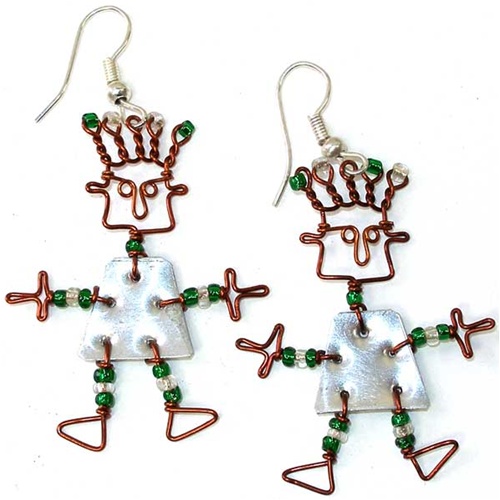 recycled tin dancing girl earrings