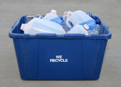 curbside recycling blue bin