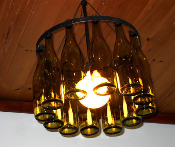 recycled glass bottle chandelier