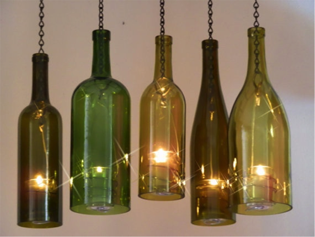 recycled glass bottle chandelier