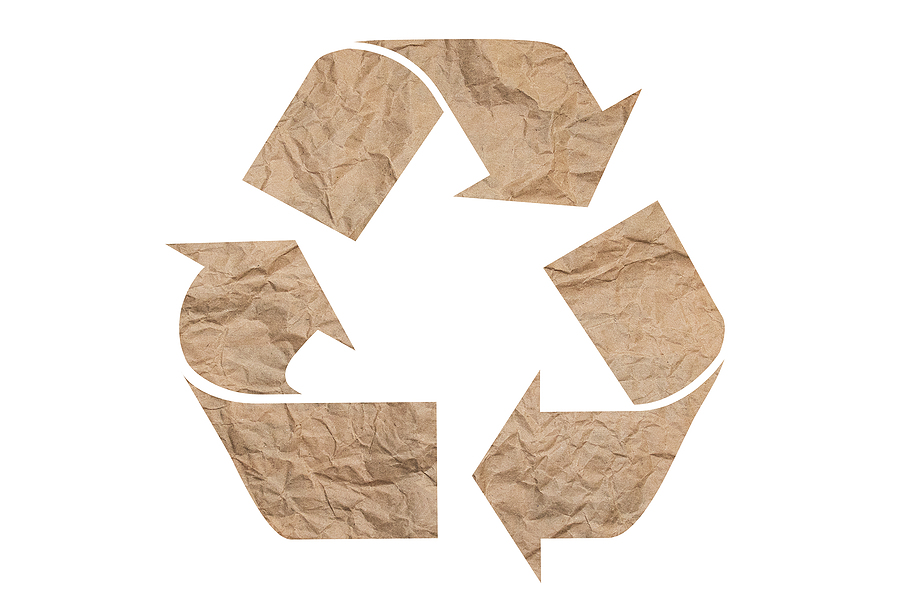 Recycling symbol out of paper.